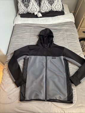 Nicce London Black and Gray Hooded Mens Performance Zip Jacket Sz L